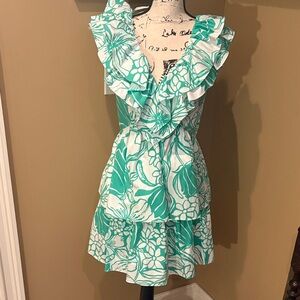Lilly‎ Pulitzer Rita Marie V-neck Ruffle Spearmint Floral Dress